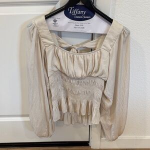 Cream Blouse with Ruched Design